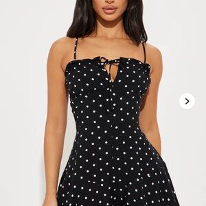 Fashion Nova Black and White Polka Dot romper